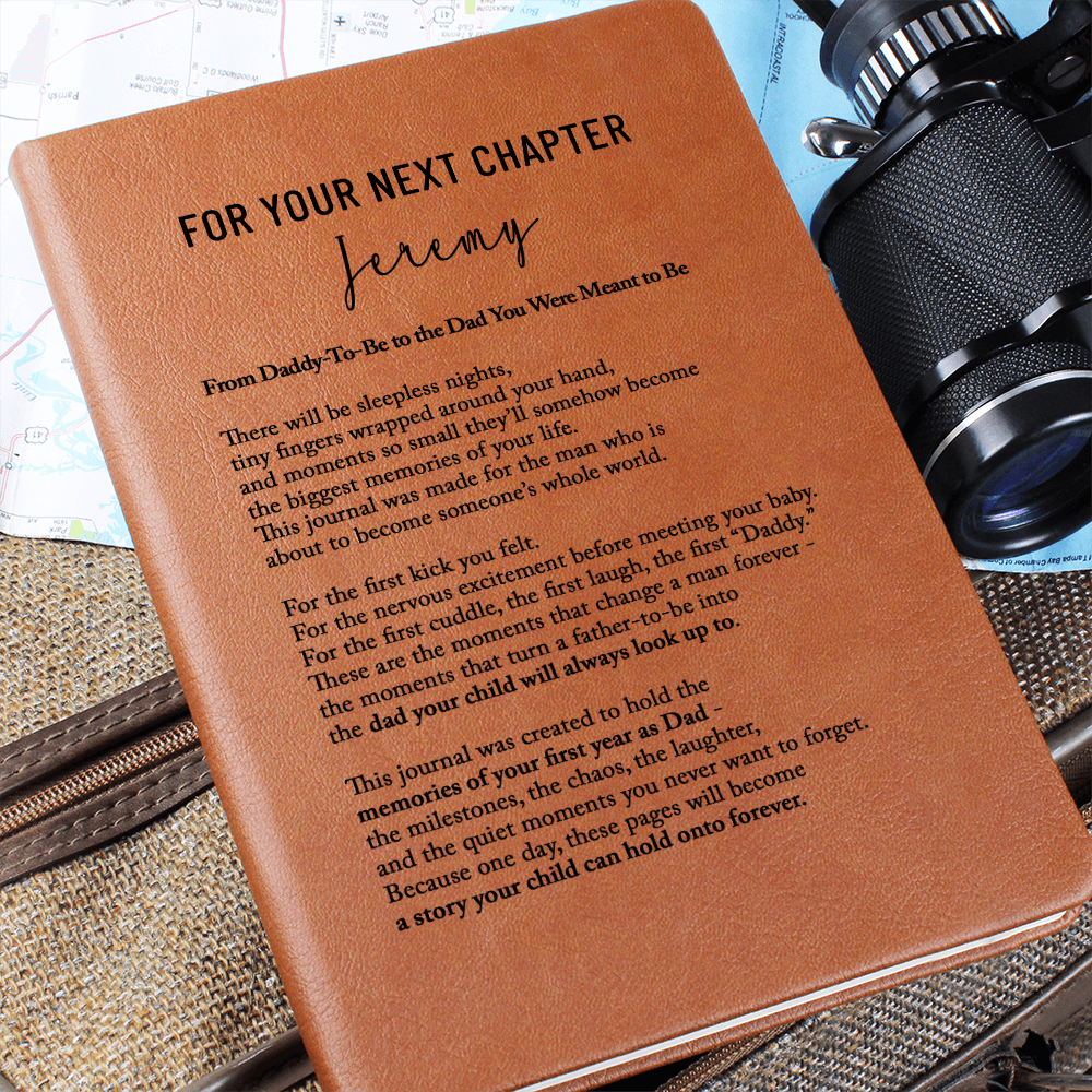 New Dad Journal for First Father's Day, Personalized Leather Journal for Daddy-To-Be, First Year Dad Memory Book Gift for New Father
