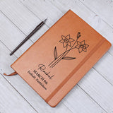 March Birth Flower Personalized Journal, Daffodil Birth Flower Custom Journal, Engraved Gratitude Journal, Prayer Journal, Christmas Gifts