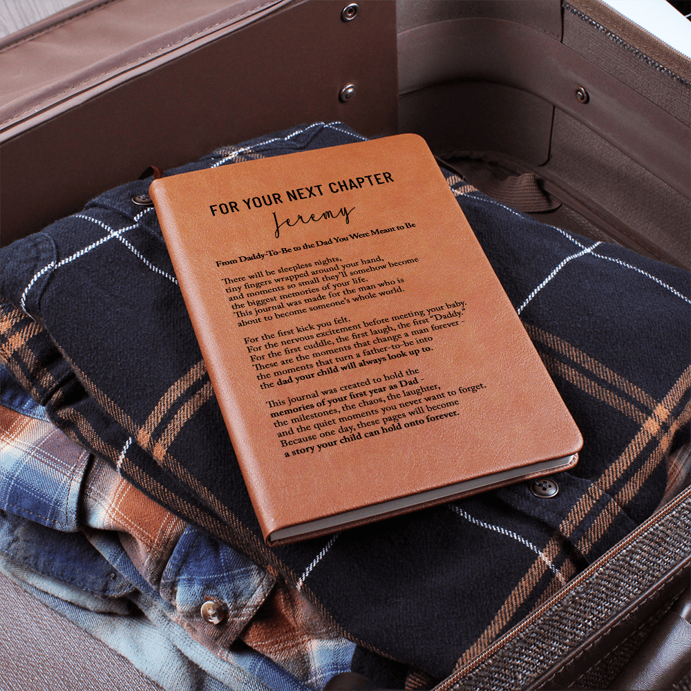 New Dad Journal for First Father's Day, Personalized Leather Journal for Daddy-To-Be, First Year Dad Memory Book Gift for New Father