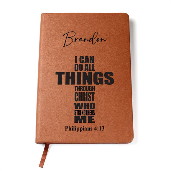 Philippians 4:13 Personalized Journal, Christian Gifts for Women and Men, Bible Study Journal, Religious Gifts, Unique Birthday Gift