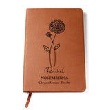 November Birth Flower Personalized Journal, Chrysanthemum Birth Flower Custom Journal, Engraved Gratitude Journal, Prayer Journal, Christmas Gifts