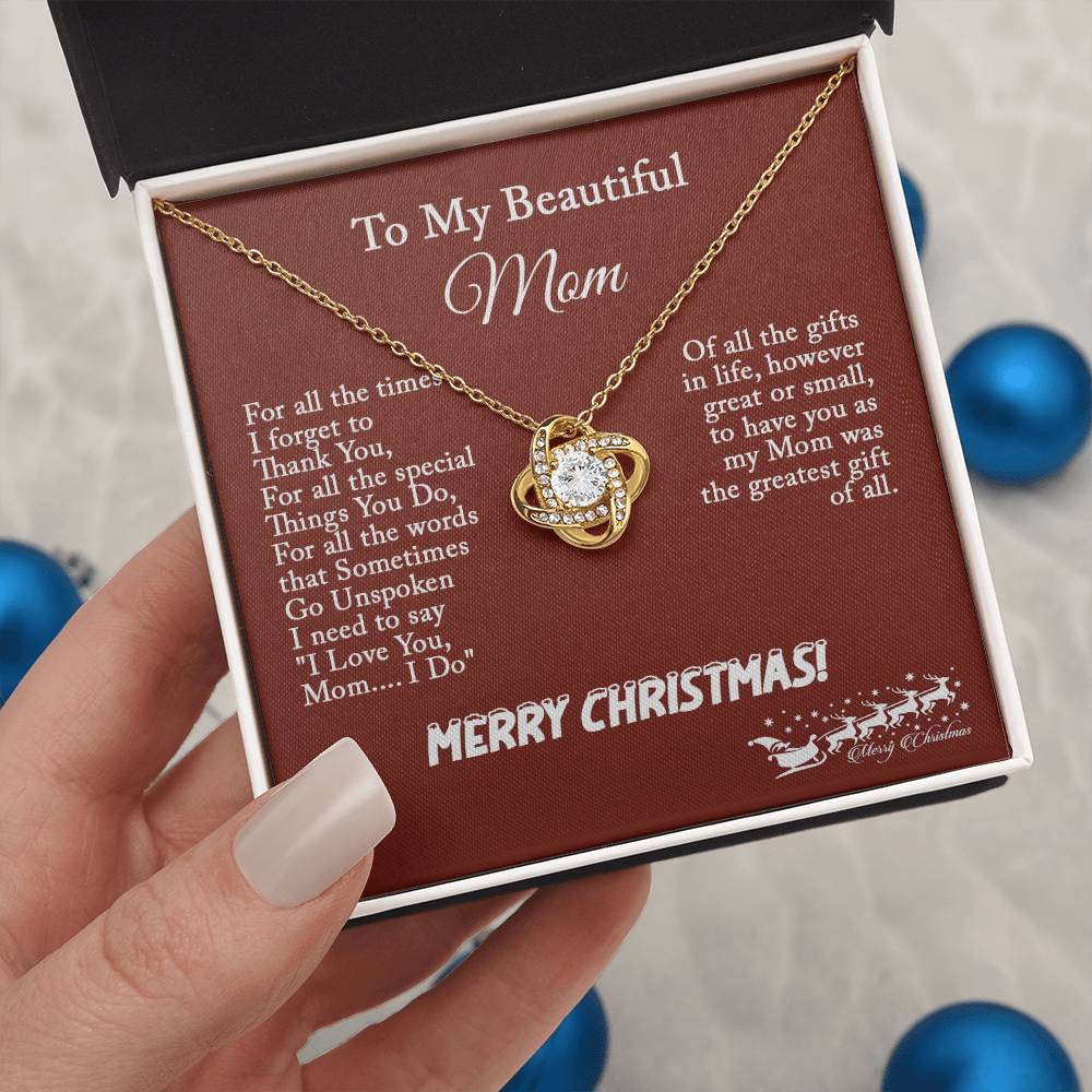 Christmas Gift for Mom – Love Knot Necklace, Meaningful Jewelry Gift for Mom