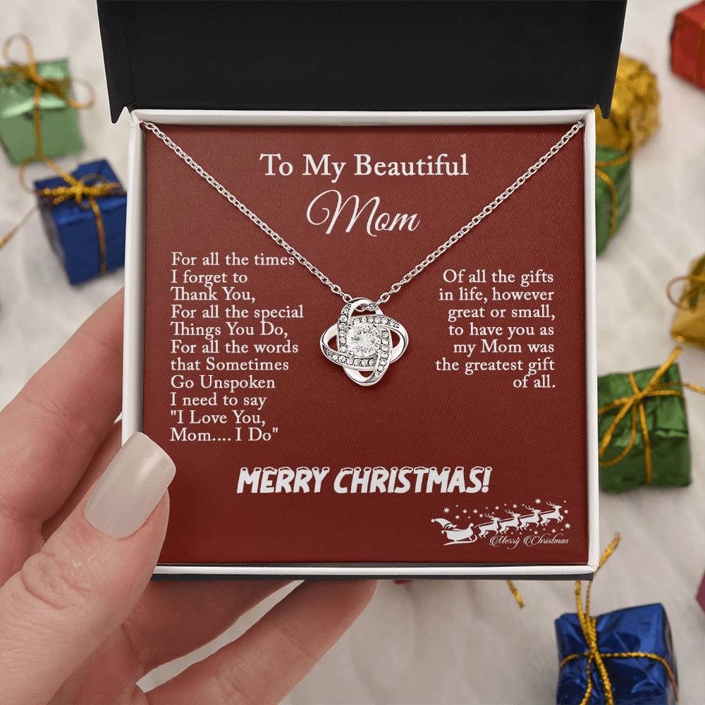 Christmas Gift for Mom – Love Knot Necklace, Meaningful Jewelry Gift for Mom
