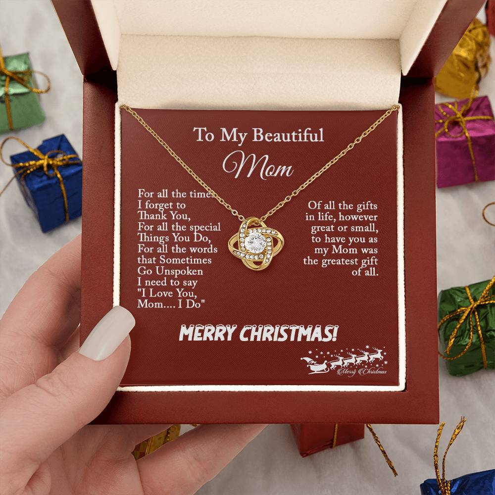 Christmas Gift for Mom – Love Knot Necklace, Meaningful Jewelry Gift for Mom