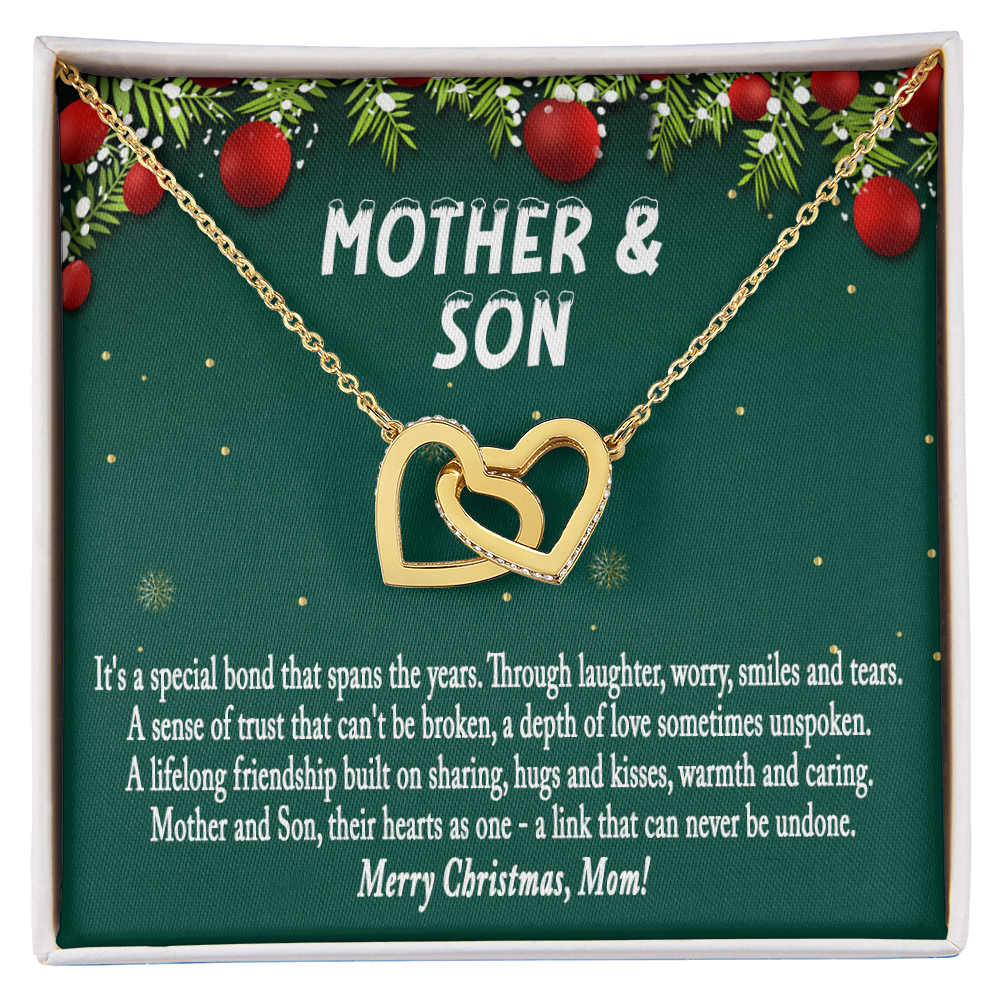 Christmas Gift for Mom from Son – Interlocking Hearts Necklace, Mother and Son Jewelry Gift