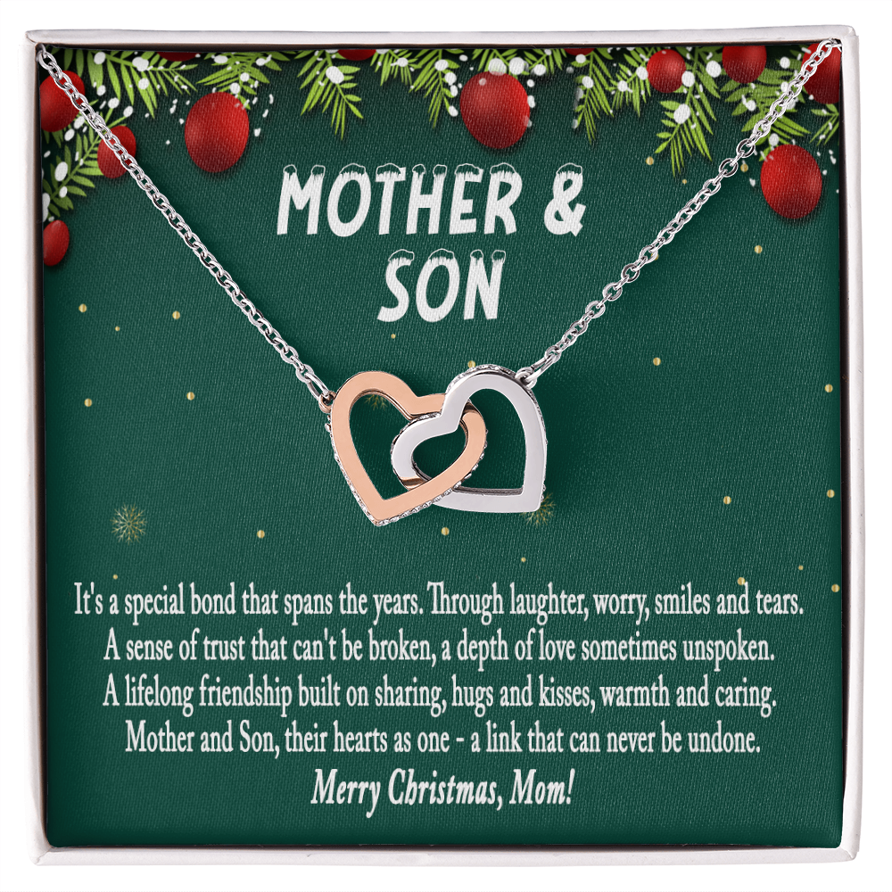 Christmas Gift for Mom from Son – Interlocking Hearts Necklace, Mother and Son Jewelry Gift