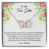 Twin Sister Necklace, Twin Sister Gift, Twin Sister Jewelry, Gift for My Twin Sister, Twin Sister Birthday Gift, Twin Sister