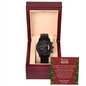 Christmas Gift for Son from Mom – Black Chronograph Watch with Message Card