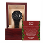 Christmas Gift for Son from Mom – Black Chronograph Watch with Message Card