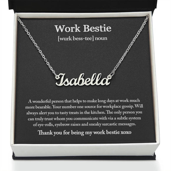 Work Bestie Necklace, Personalized Gift for CoWorker, CoWorker Gift, Work Bestie Birthday Gift, Work Friend Gift, Christmas Gifts