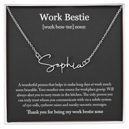 Work Bestie Necklace, Personalized Gift for CoWorker, CoWorker Gift, Work Bestie Birthday Gift, Work Friend Gift, Christmas Gifts