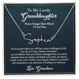 To My Lovely Granddaughter Signature Name Necklace, Granddaughter Birthday, Graduation Gift from Grandma, Gift from Grandpa