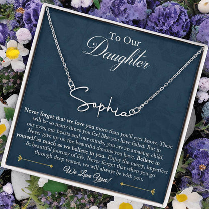 Daughter Gift from Mom and Dad, Daughter Signature Name Necklace