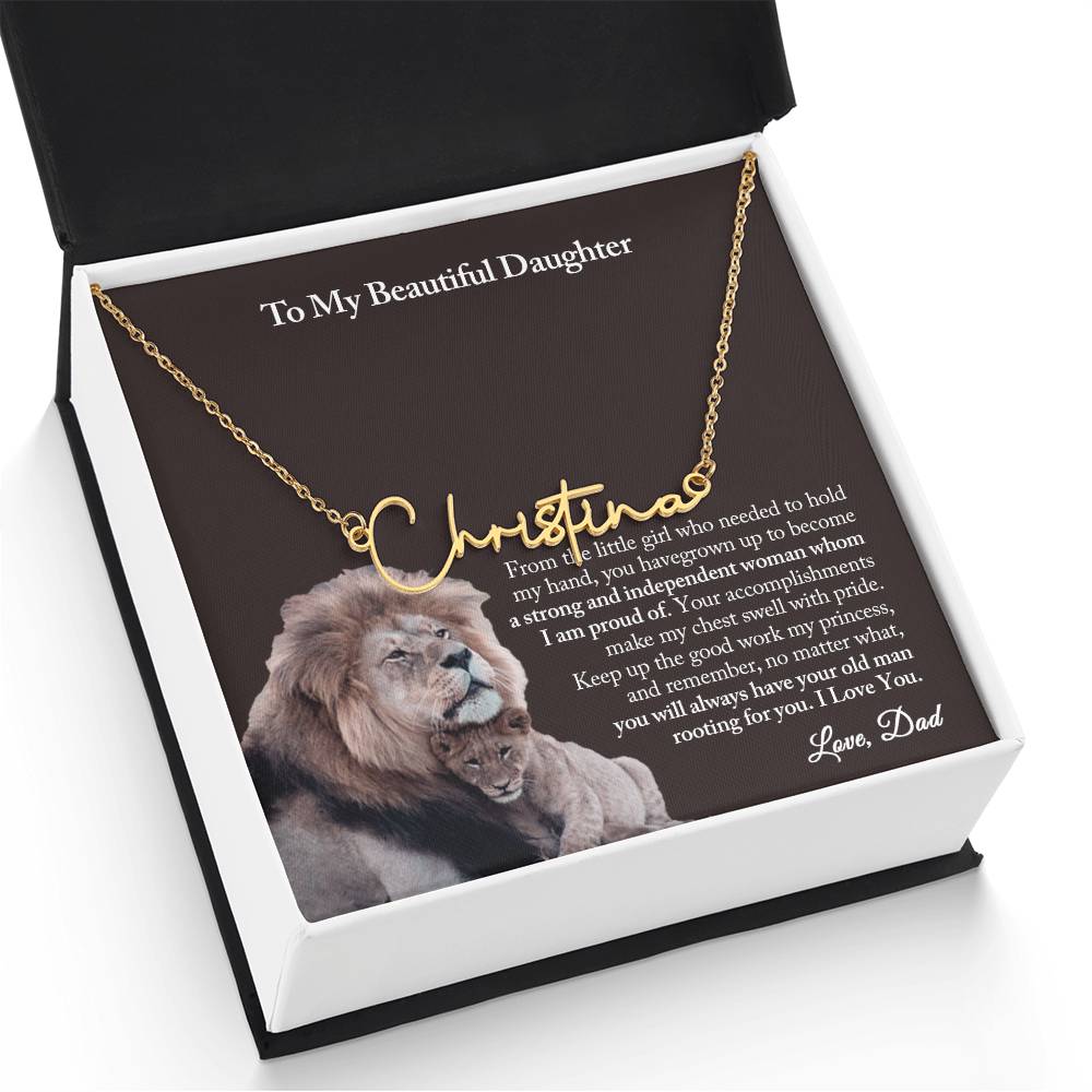 To My Daughter Signature Name Necklace from Dad, Father To Daughter Gift, Daughter Birthday Gift from Dad, Daughter Necklace