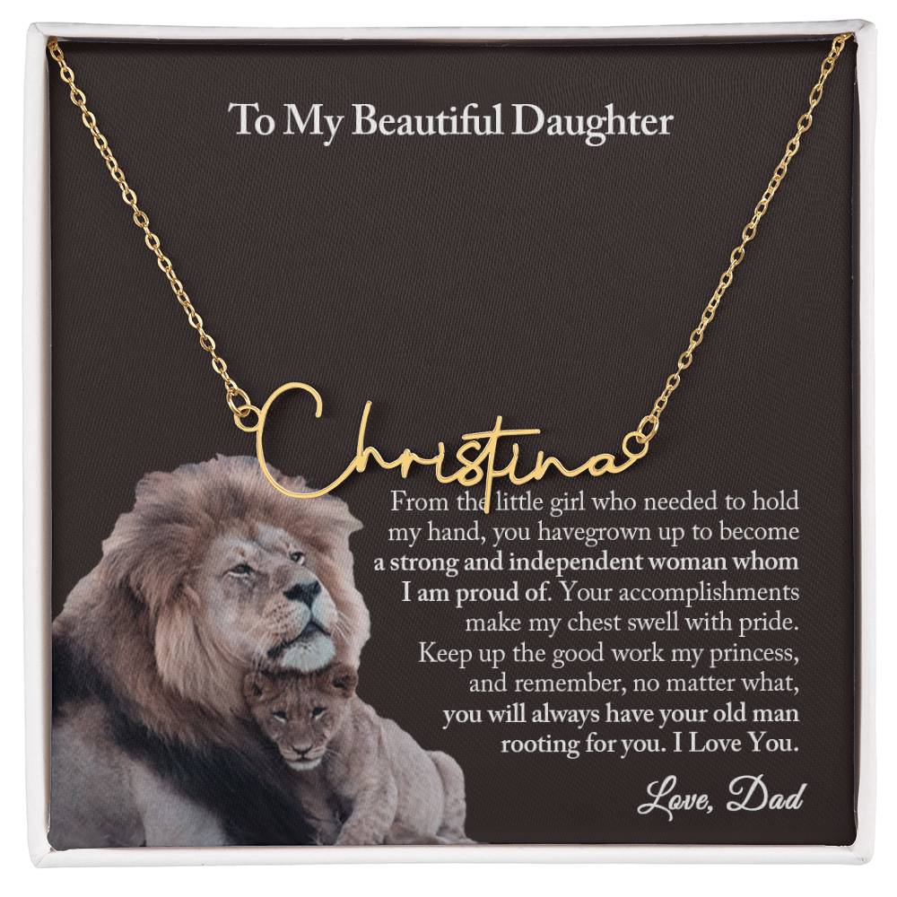 To My Daughter Signature Name Necklace from Dad, Father To Daughter Gift, Daughter Birthday Gift from Dad, Daughter Necklace