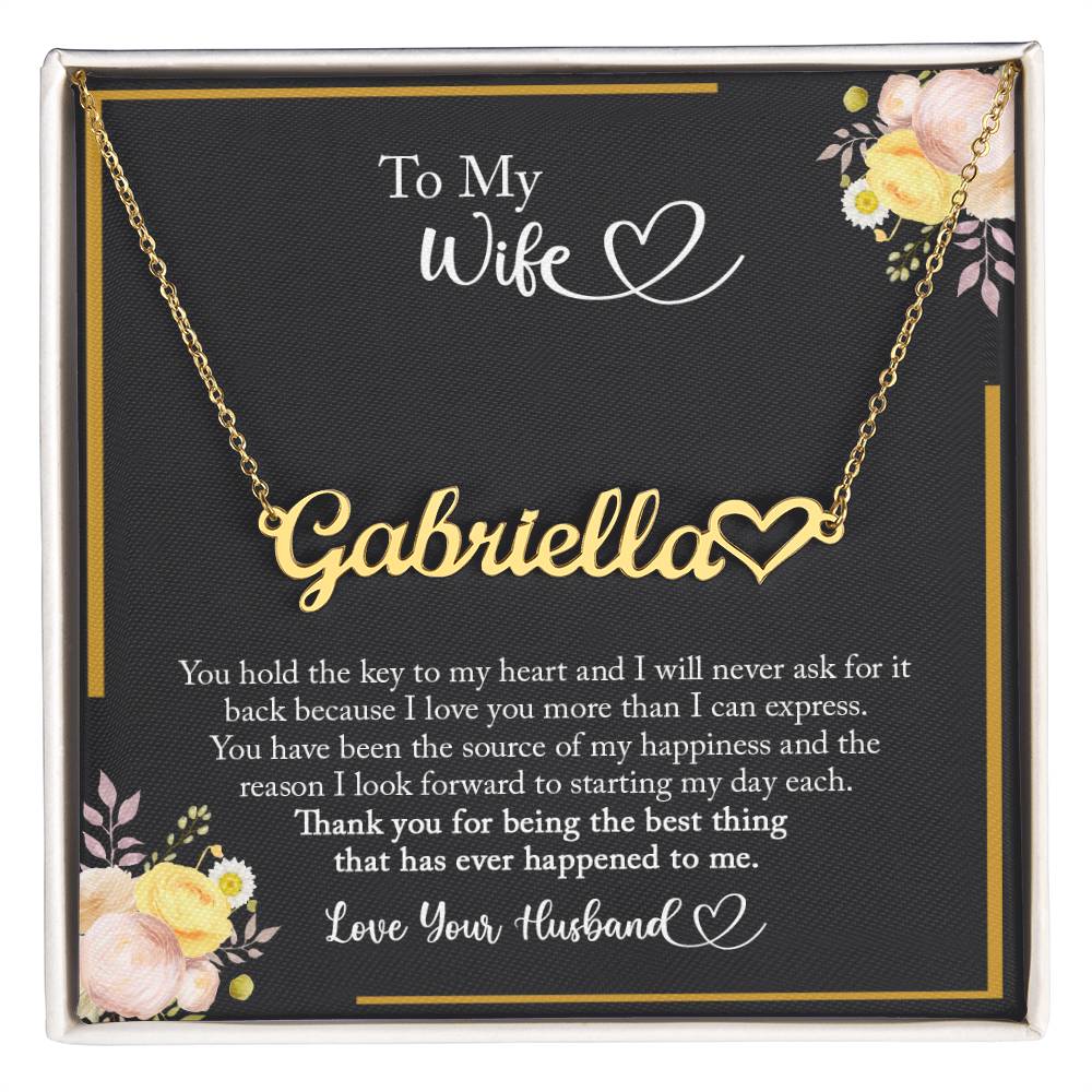 To My Wife Heart Name Necklace, Wife Necklace, Anniversary Gift for Wife, Wife Birthday Gift