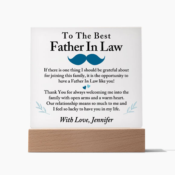 To The Best Father In Law Acrylic Plaque, Thoughtful Gift for Father In Law, Birthday Gift for Father In Law, Father's Day Gift