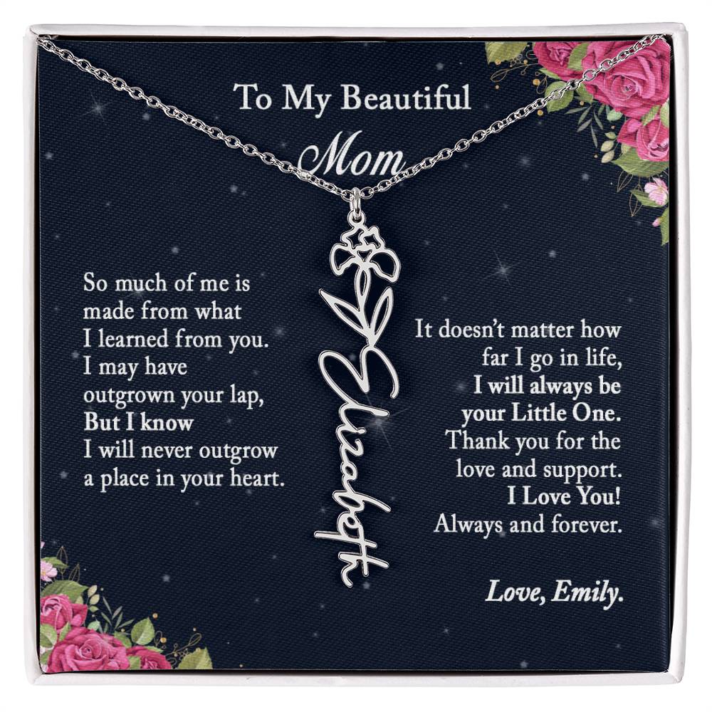 To My Beautiful Mom Name Necklace with Birth Flower Custom Jewelry, Personalize Gift for Mom, Birthday Gift for Mom, Mom Gift