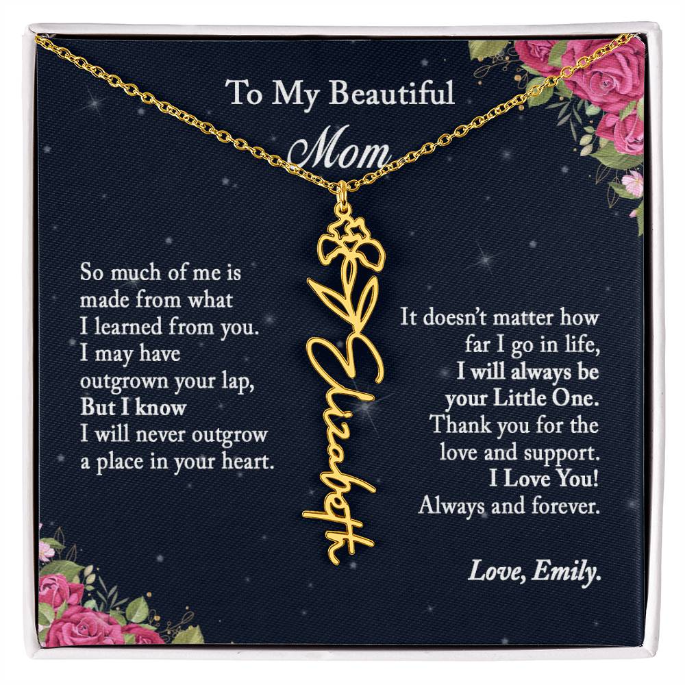 To My Beautiful Mom Name Necklace with Birth Flower Custom Jewelry, Personalize Gift for Mom, Birthday Gift for Mom, Mom Gift