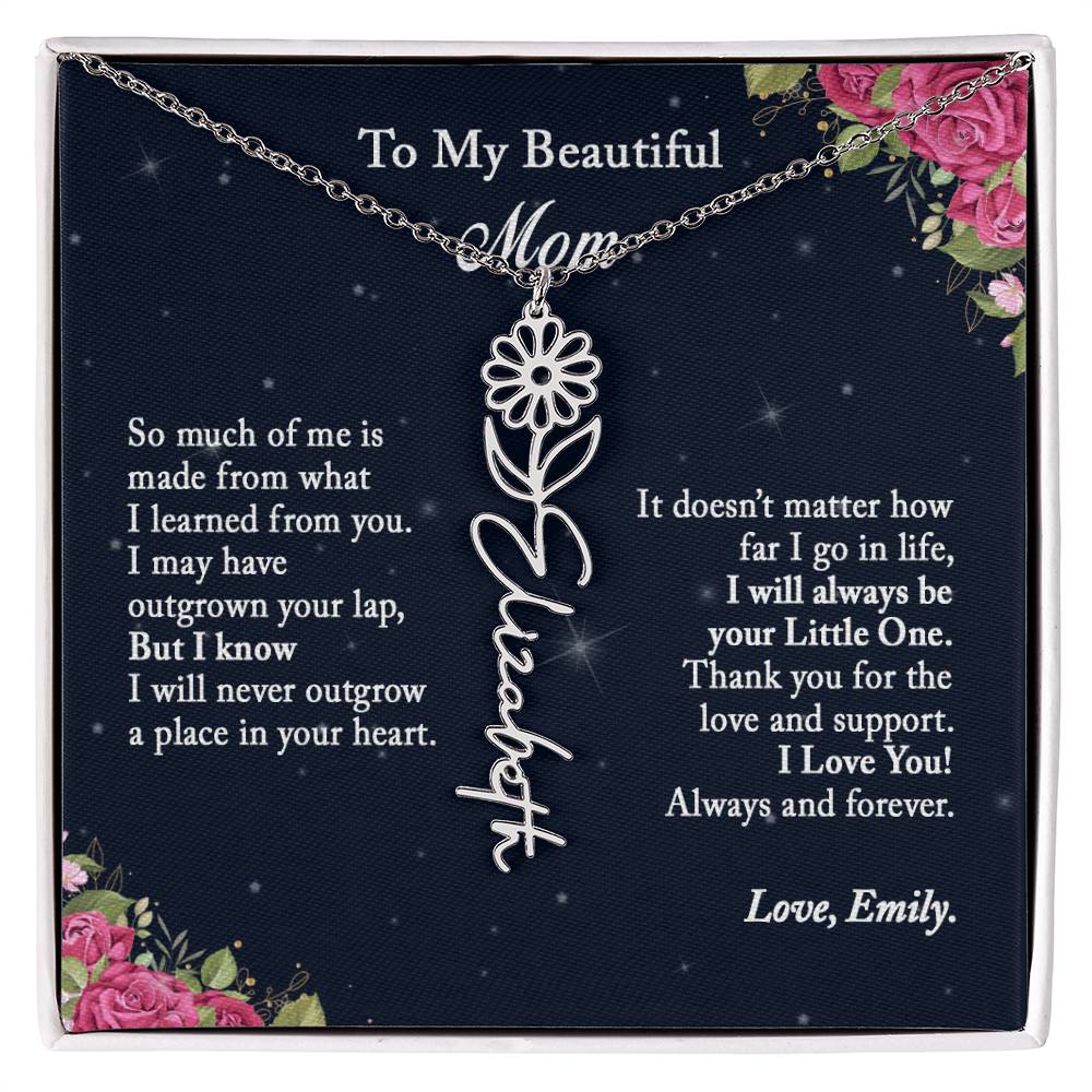 To My Beautiful Mom Name Necklace with Birth Flower Custom Jewelry, Personalize Gift for Mom, Birthday Gift for Mom, Mom Gift