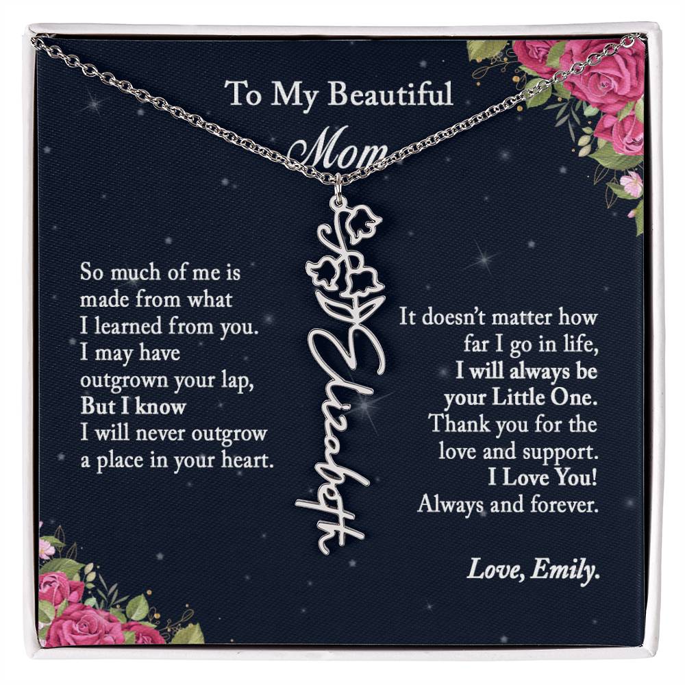 To My Beautiful Mom Name Necklace with Birth Flower Custom Jewelry, Personalize Gift for Mom, Birthday Gift for Mom, Mom Gift