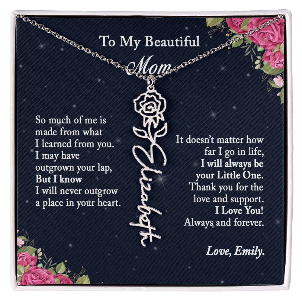 To My Beautiful Mom Name Necklace with Birth Flower Custom Jewelry, Personalize Gift for Mom, Birthday Gift for Mom, Mom Gift