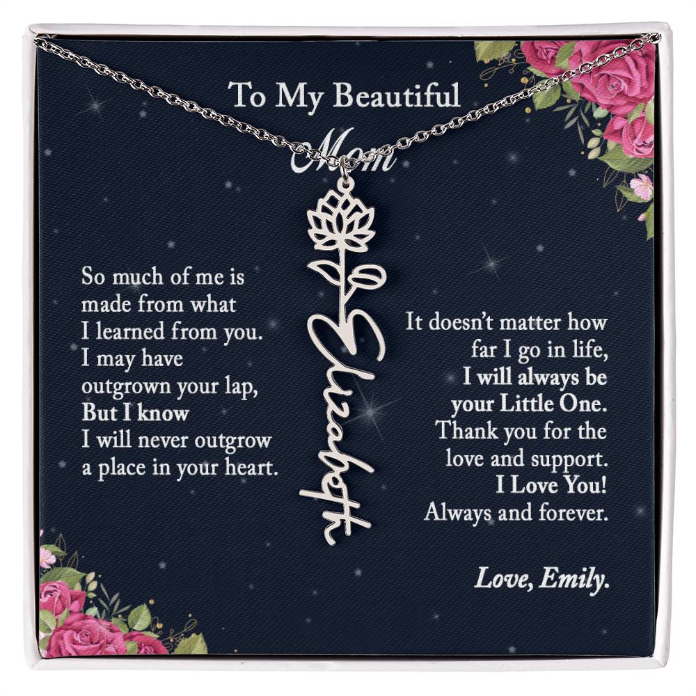 To My Beautiful Mom Name Necklace with Birth Flower Custom Jewelry, Personalize Gift for Mom, Birthday Gift for Mom, Mom Gift