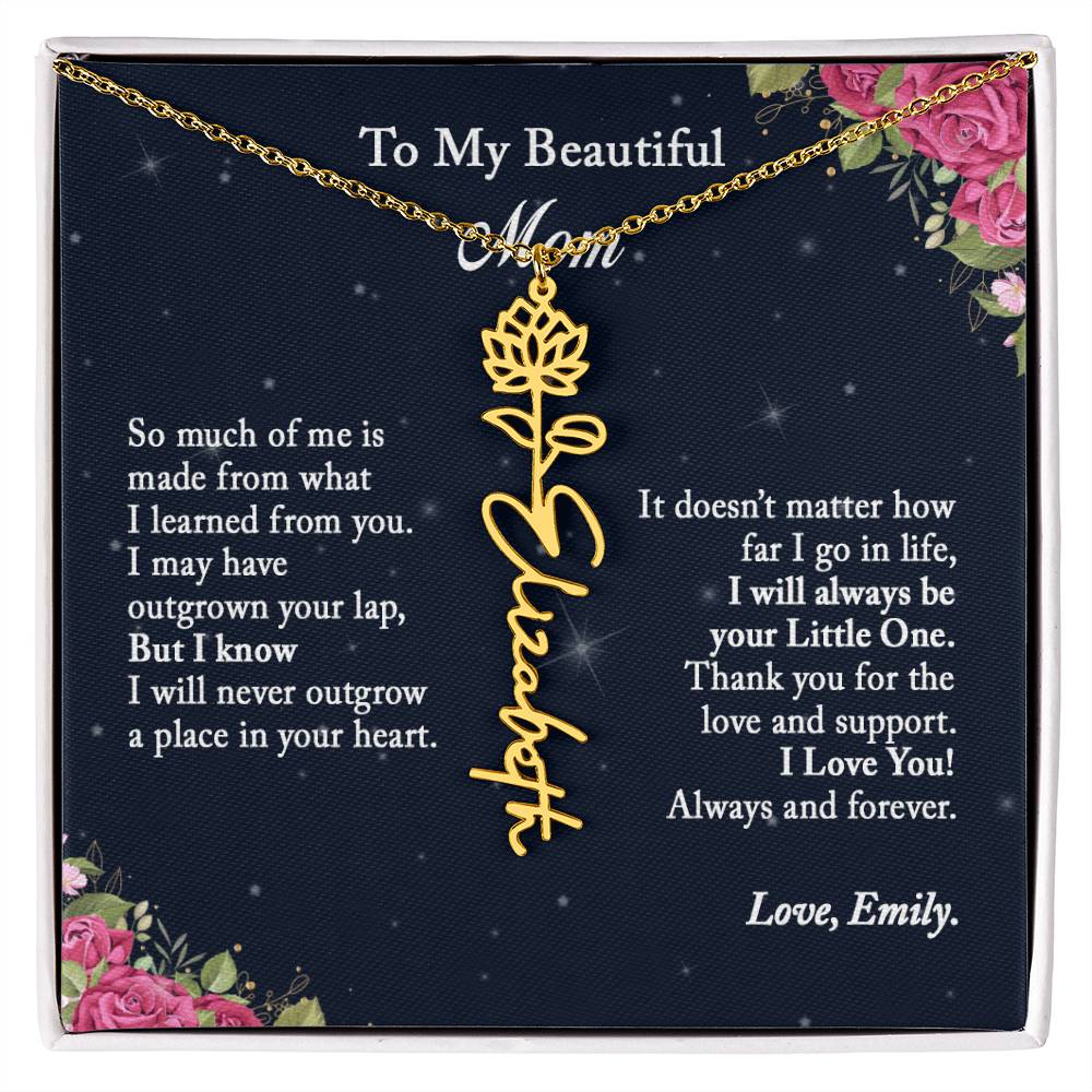 To My Beautiful Mom Name Necklace with Birth Flower Custom Jewelry, Personalize Gift for Mom, Birthday Gift for Mom, Mom Gift