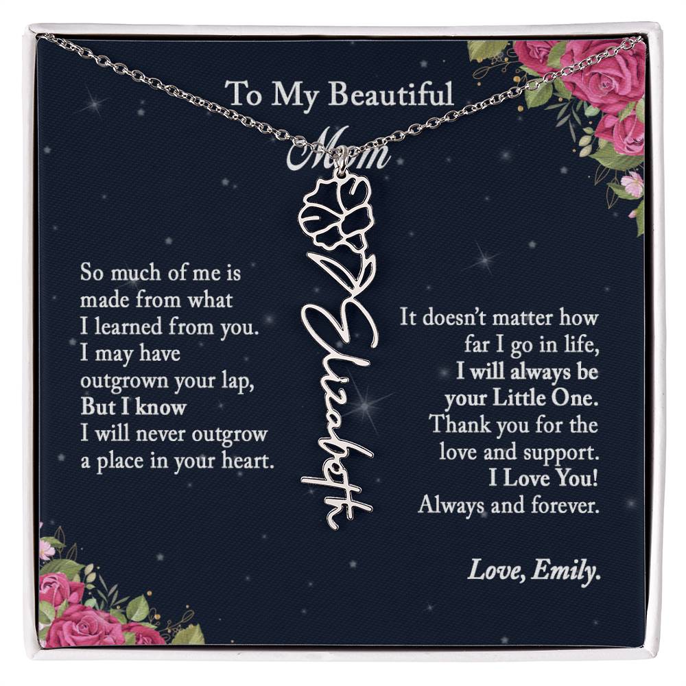 To My Beautiful Mom Name Necklace with Birth Flower Custom Jewelry, Personalize Gift for Mom, Birthday Gift for Mom, Mom Gift