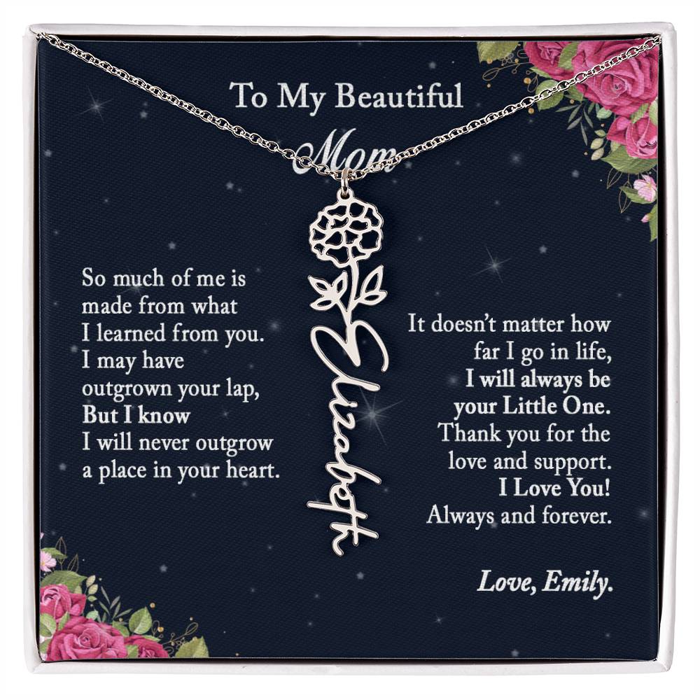 To My Beautiful Mom Name Necklace with Birth Flower Custom Jewelry, Personalize Gift for Mom, Birthday Gift for Mom, Mom Gift