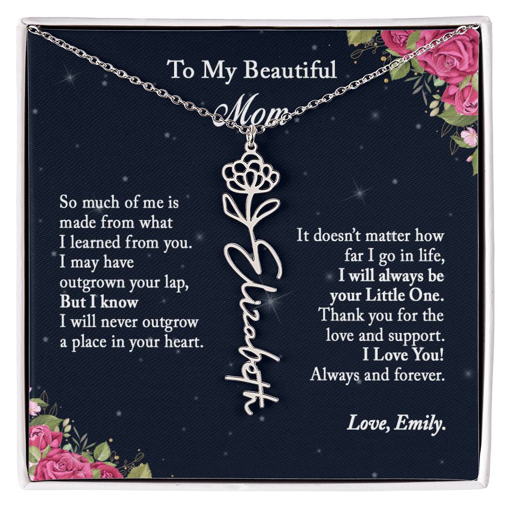 To My Beautiful Mom Name Necklace with Birth Flower Custom Jewelry, Personalize Gift for Mom, Birthday Gift for Mom, Mom Gift