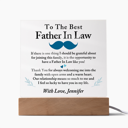 To The Best Father In Law Acrylic Plaque, Thoughtful Gift for Father In Law, Birthday Gift for Father In Law, Father's Day Gift