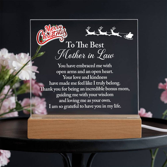 Best Christmas Gift for Mother In Law, To The Best Mother In Law LED Acrylic Display Gift, Home Decor Christmas Gift for Mother In Law