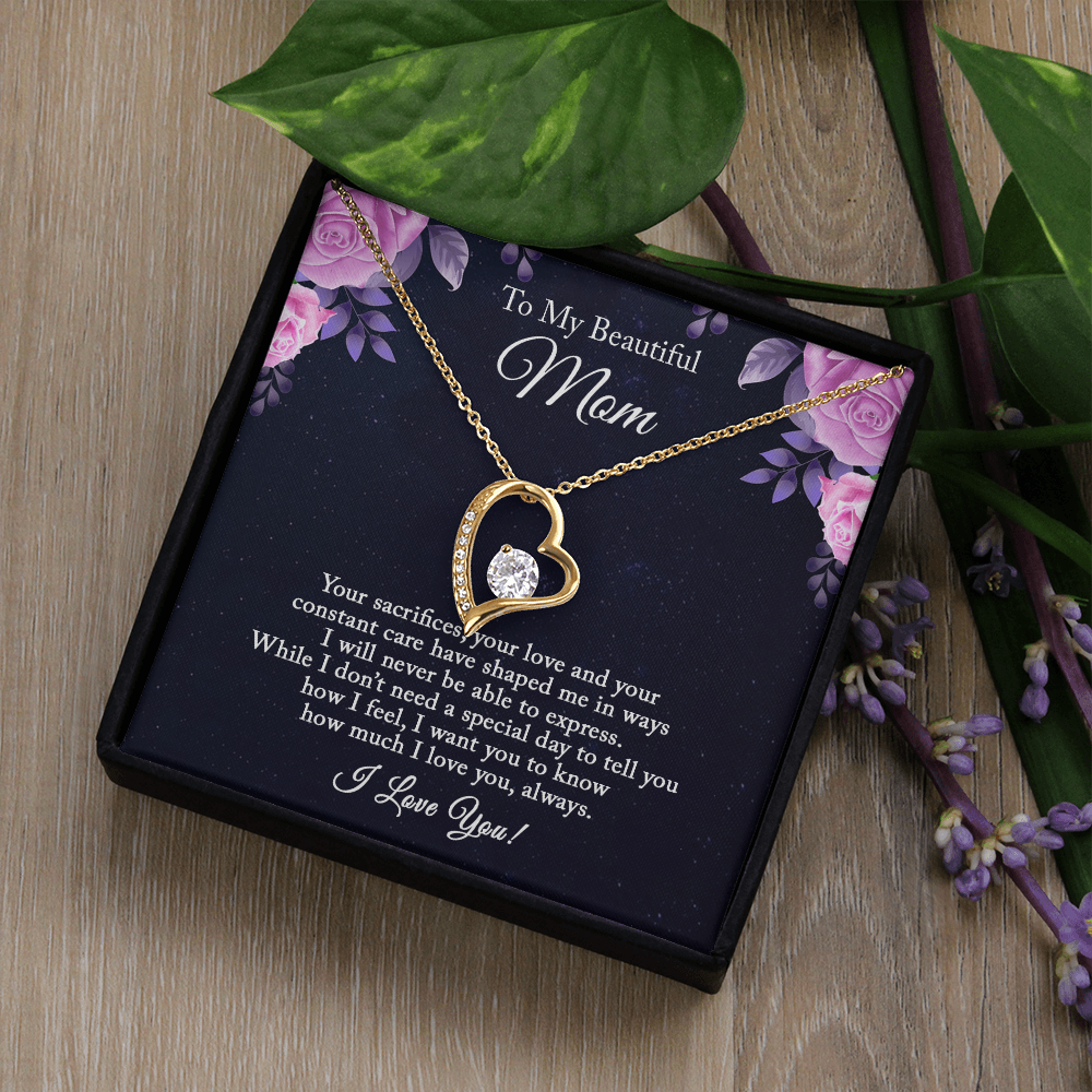 To My Beautiful Mom Heart Necklace – Meaningful Gift for Mom from Daughter or Son, Mom Birthday Gift Ideas, Mother Appreciation Jewelry, Christmas Gift for Mom