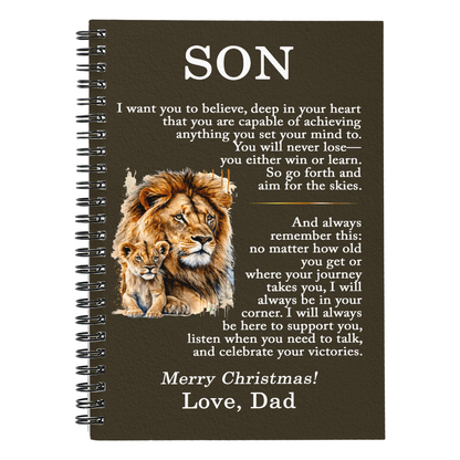 Christmas Gift for Son from Dad – Inspirational Spiral Notebook, Meaningful Keepsake Journal