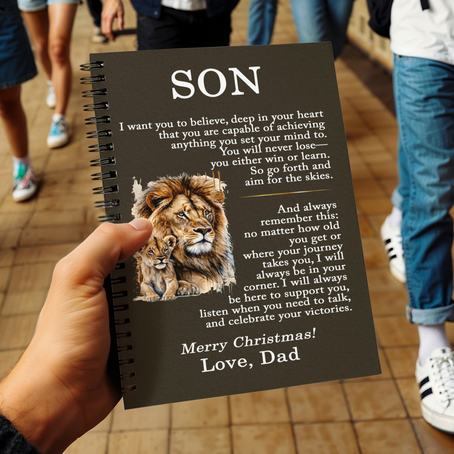 Christmas Gift for Son from Dad – Inspirational Spiral Notebook, Meaningful Keepsake Journal