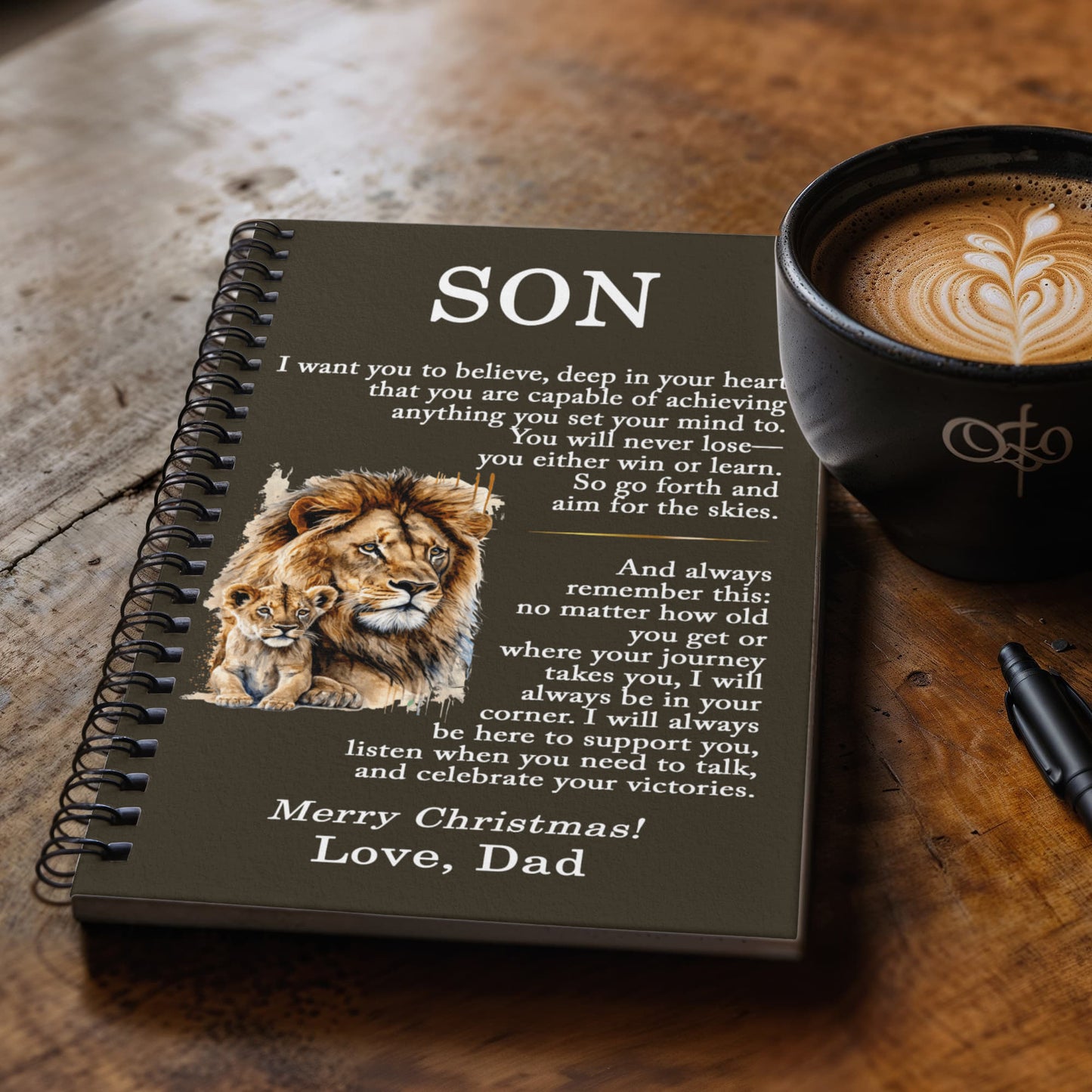 Christmas Gift for Son from Dad – Inspirational Spiral Notebook, Meaningful Keepsake Journal