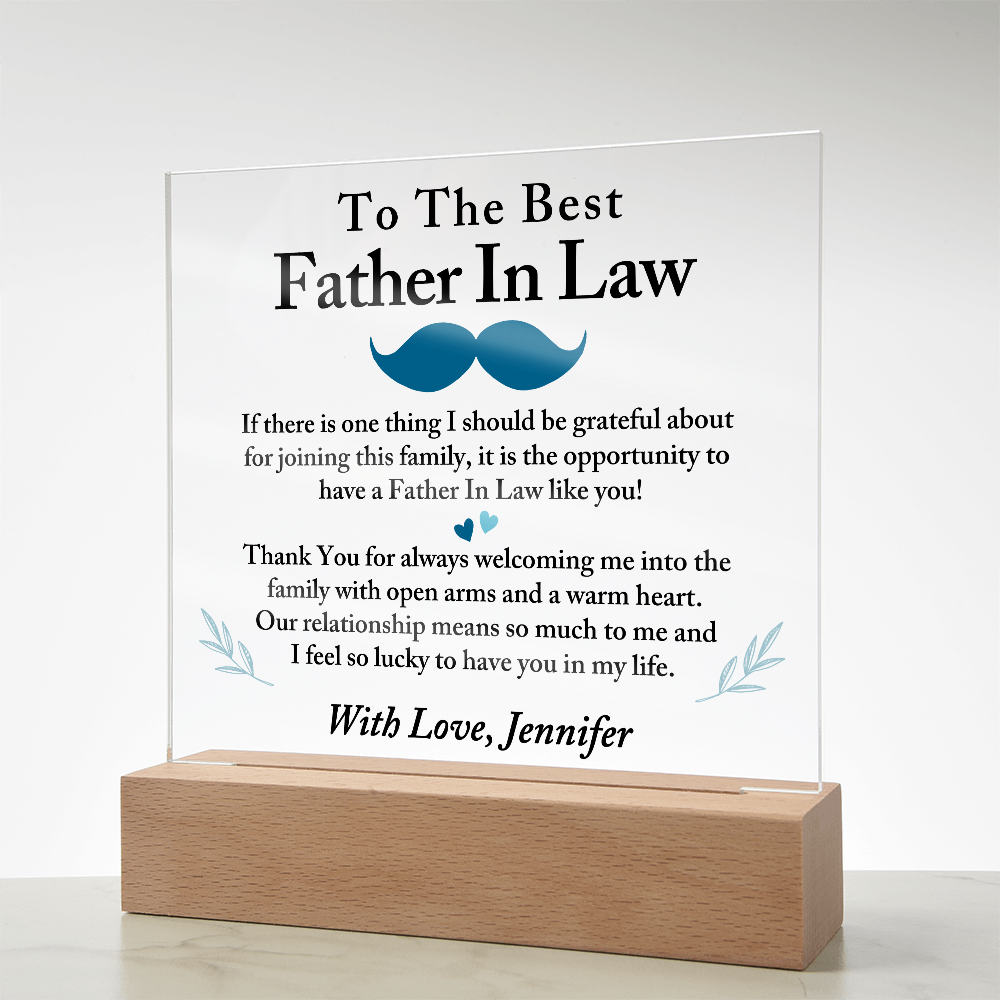 To The Best Father In Law Acrylic Plaque, Thoughtful Gift for Father In Law, Birthday Gift for Father In Law, Father's Day Gift