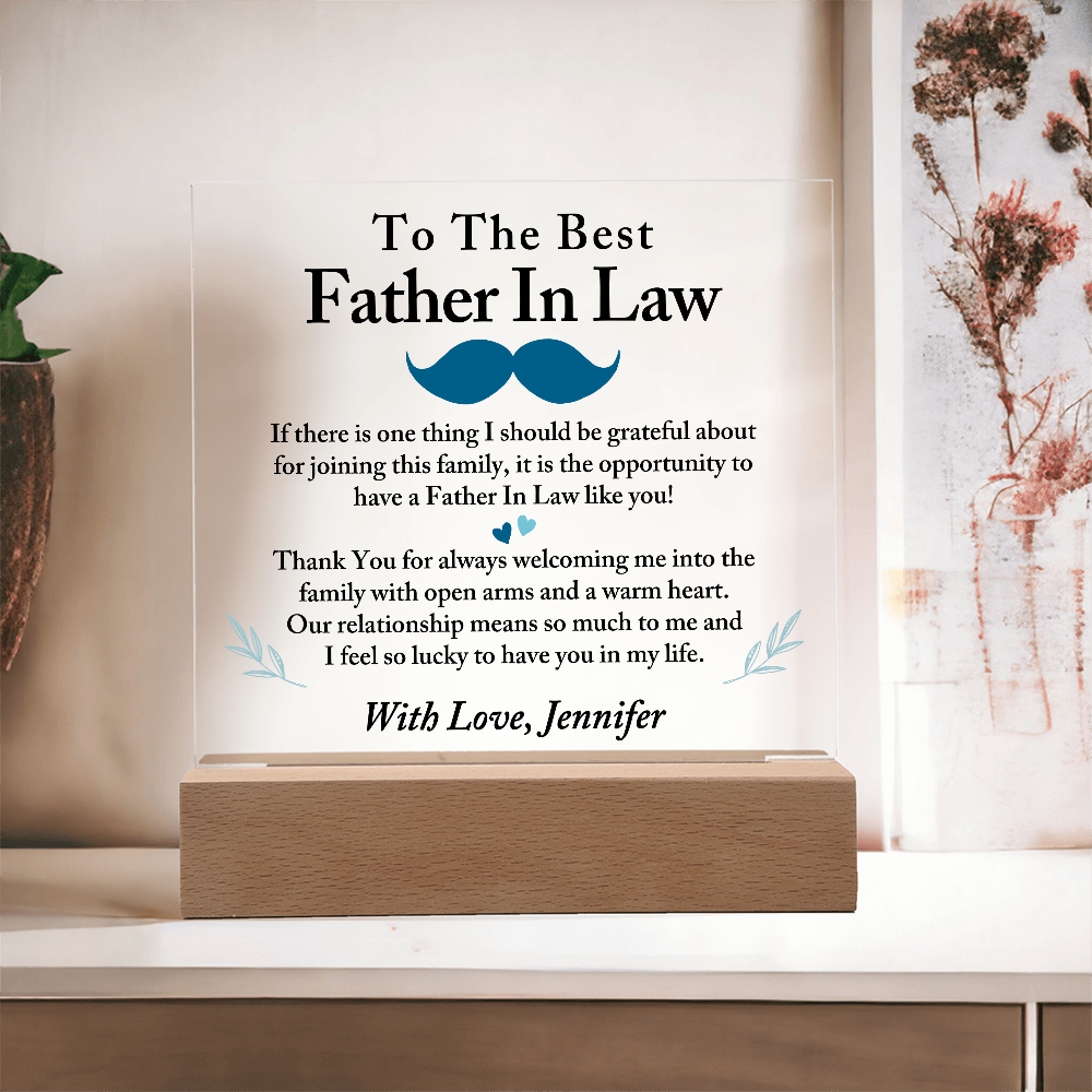 To The Best Father In Law Acrylic Plaque, Thoughtful Gift for Father In Law, Birthday Gift for Father In Law, Father's Day Gift