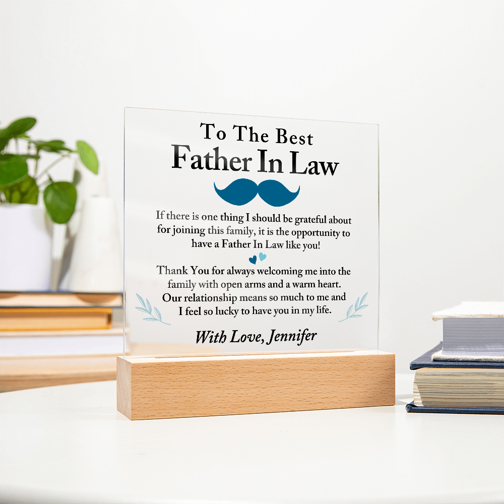 To The Best Father In Law Acrylic Plaque, Thoughtful Gift for Father In Law, Birthday Gift for Father In Law, Father's Day Gift