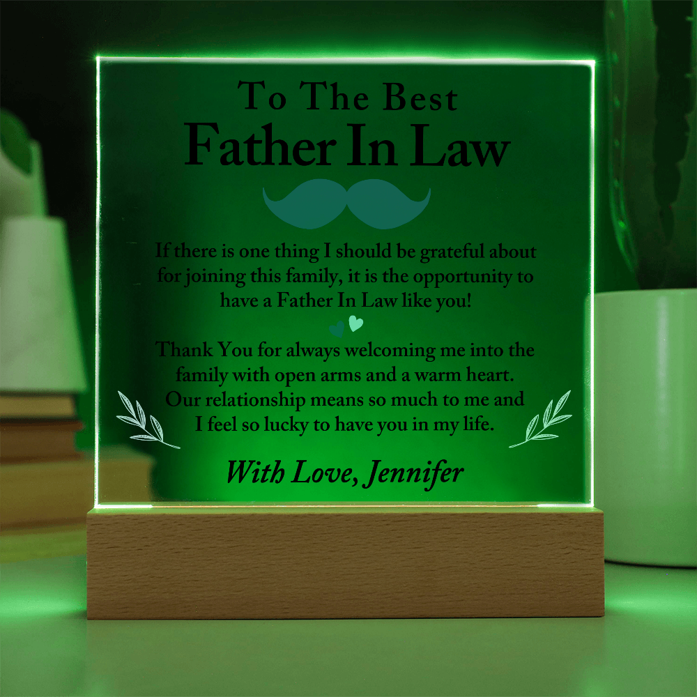 To The Best Father In Law Acrylic Plaque, Thoughtful Gift for Father In Law, Birthday Gift for Father In Law, Father's Day Gift