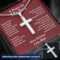 Christmas Gift for Son – Personalized Cross Necklace, Prayer Gift from Mom or Dad - Snake Chain