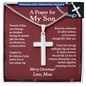 Christmas Gift for Son – Personalized Cross Necklace, Prayer Gift from Mom or Dad - Snake Chain