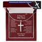 Christmas Gift for Son – Personalized Cross Necklace, Prayer Gift from Mom or Dad - Snake Chain