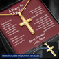 Christmas Gift for Son – Personalized Cross Necklace, Prayer Gift from Mom or Dad - Snake Chain
