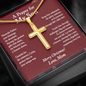 Christmas Gift for Son – Personalized Cross Necklace, Prayer Gift from Mom or Dad - Snake Chain