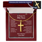 Christmas Gift for Son – Personalized Cross Necklace, Prayer Gift from Mom or Dad - Snake Chain