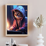 Futuristic Cat Design Wall Print, Futuristic Art Print, Matte Vertical Posters Unframed