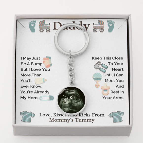 Daddy To Be Keepsake Gift From Baby Bump, Birthday Gift for New Dad, Pregnancy Scan Keychain, Sonogram Keychain for Daddy, Ultrasound Gift