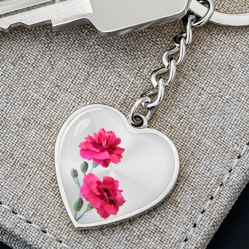 January Birth Flower Keychain, Carnation Keychain, Birth Month Flower Keychain, Birthday Gift For Her, Gift for Daughter, Sister, New Mom Gift
